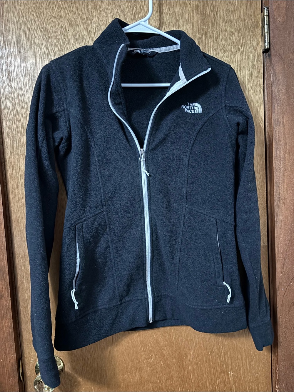 The North Face Black Fleece Jacket with White Trim